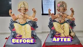घरचा गणपती आगमन || मुर्ती सजावट || Dimond work #Diveagarganpati #ganpatimurti2024 #konkanganpati