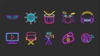 neon icon black screen || neon symbols black screen effects