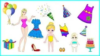 Paper Dolls Mother and Daughters Dressed Up For a Birthday Party   Quiet Book Papercrafts