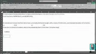 Stats 243 = 6.2.9 = Normal Distribution Given Score Find Probability In Excel