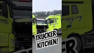 Rainy day cooking… trucker style! 🚛🌧️🍳