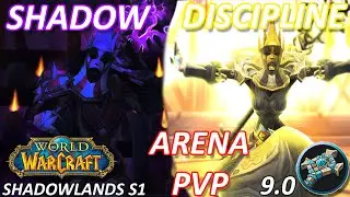 Shadow and Disc Priest Arena PvP Battlegrounds | Prot Paladin Healers  | WoW Shadowlands Season 1