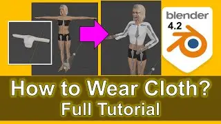 Blender 4.2 | How to Wear Cloth | Bind Skin Weight Tutorial #Blender #SkinWeight #Cloth