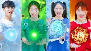 Fire, Water, Air And Earth: Four Elements To Fight Bad Guy Team - FNF and Squid Game Real Life