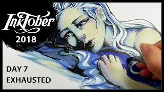 INKTOBER 2018 ♦ Day 7 EXHAUSTED ♦ Speed paint INK DRAWING by Sakuems