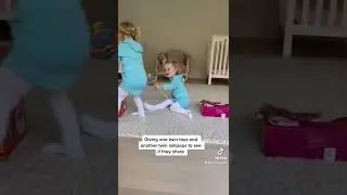 Twins share toys and lollipops. Cutest tiktok video
