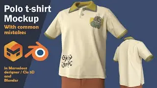 Polo T-shirt Mockup+ UV mapping in Marvelous Designer to Blender