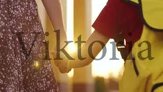 mother leads hand child kid with school backpack sunset. happy family. education concept. view from