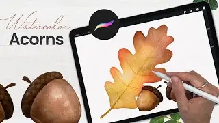 How To Draw Watercolor Acorns In Procreate • Easy iPad Art Tutorial