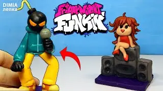 Friday Night Funkin лепка персонажей игры, Whitty and Girlfriend из пластилина