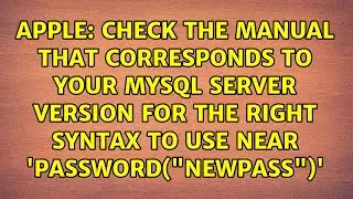 check the manual that corresponds to your MySQL server version for the right syntax to use near...