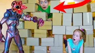 💀ПОСТРОЙ ЧТОБЫ ВЫЖИТЬ СТРОИМ ДОМ ИЗ КАРТОННЫХ КОРОБОК СОФИЯ И ДИМА