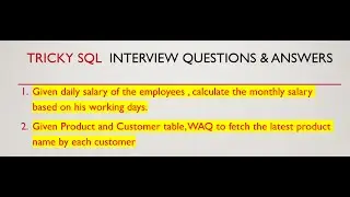 ETL Testing | Tricky SQL Queries | Interview SQL Queries