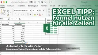 Excel Formeln: Mehrwertsteuer-Berechnung (Netto zu Brutto) automatisch für alle Zeilen