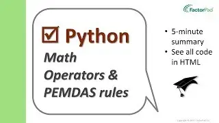 Python math operators and PEMDAS order of operations | Python for Beginners