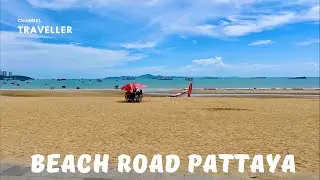 Pattaya waterfront in low season, walk at low tide 4K