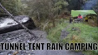 Tent Camping in the RAIN Tunnel Tent With Dog