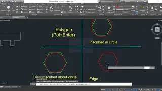 How to use Polygon Tool In AutoCAD !! Types !! Inscribed /circumscribed /Edge