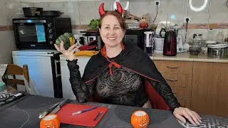 Halloween show. Nudist kitchen. Mila naturist