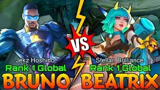 Top 1 Global Bruno [ Jekz Hoshino ] VS Top 1 Global Beatrix [ Stellar. Brilliance ] - Mobile Legends