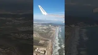 The plane departure (takeoff) from Sania Ramel Airport, Tetouan, Morocco
