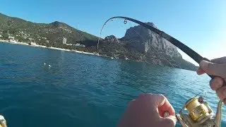 Fishing on the Black sea. Sea fishing from a boat.