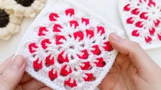 Вяжем бабушкин квадрат "Зимний этюд"🤍❤️ МК крючком легко и просто🧶 Crochet this grandma square with💞