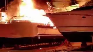 Bowleys Marina Boat fire