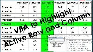 VBA to Highlight Active Row and Column in Excel Automatically
