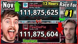 MrBeast passed PewDiePie! (13 Hours TIMELAPSE!)