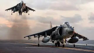 AV-8B Harrier II Showing the Insane Jump on Aircraft Carrier