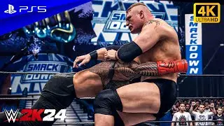 WWE 2K24 - Brock Lesnar vs. Roman Reigns | No Holds Barred Match Smackdown 2002 | PS5™ [4K60]