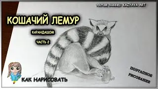 Рисую шерсть Кошачьему ЛЕМУРУ карандашом. Часть 2.