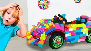 Lego time - Kids and Mom Playing Footbal at home and Cleaning the house