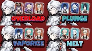 C0 Arlecchino Teams Overload, Plunge, Vaporize And Melt | Genshin Impact