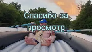 Купили надувную лодку. Катаемся по реке с собакой.