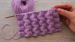 Двухсторонный 3D узор спицами 🎀 Double sided 3D knitting pattern