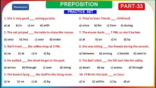 Preposition objective questions | Preposition in English grammar | Prepositions practice Exercise 33