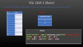 SQL QNA-2- Write a SQL query to find all the numbers that appears at least three times consecutively