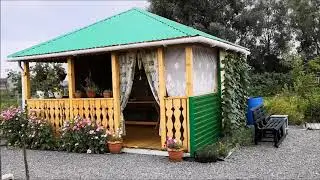 Беседка своими руками.  Дешевая,но  большая.    