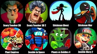 Scary Teacher 3D, Stickman War, Stickman Ghost Premium, Zombie Diary 2, Plant Empires, Zombie Space.