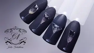 ИГРИСТЫЕ бокалы на ногтях\ НОВОГОДНИЙ дизайн ногтей\