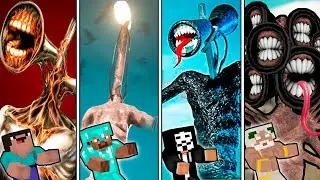 NOOB VS PRO - SIREN HEAD EVOLUTION IN MINECRAFT! TREVOR HENDERSON SCP BATTLE ANIMATION