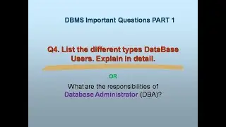 Q4. DIFFERENT TYPES OF DATABASE USERS | DATABASE ADMIN ROLES & RESPONSIBILITIES |