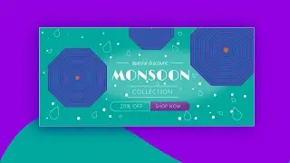 Illustrator Tutorial | How to make the creative Monsoon website banner in Adobe illustrator ?