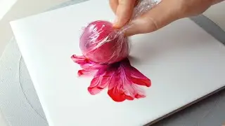 (738) 3 Red Flowers | with Cosmetic Puff | Easy Painting ideas | for beginners | Designer Gemma77
