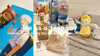 life as a teenage boy !! unboxing hirono, making clay charms, new shoes, etc