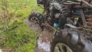Самодельный квадроцикл с двигателем от оки в болоте
