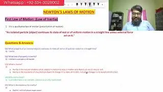 04. Inertia | Newtons 1st Law of Motion | 9th-BSc & O/A Level