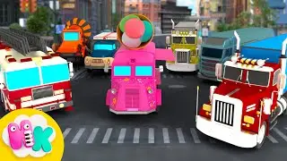Trucks song for Kids 🚚 Vehicles for Toddlers | HeyKids Nursery Rhymes